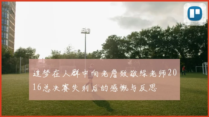 追梦在人群中向老詹致敬绿老师2016总决赛失利后的感慨与反思